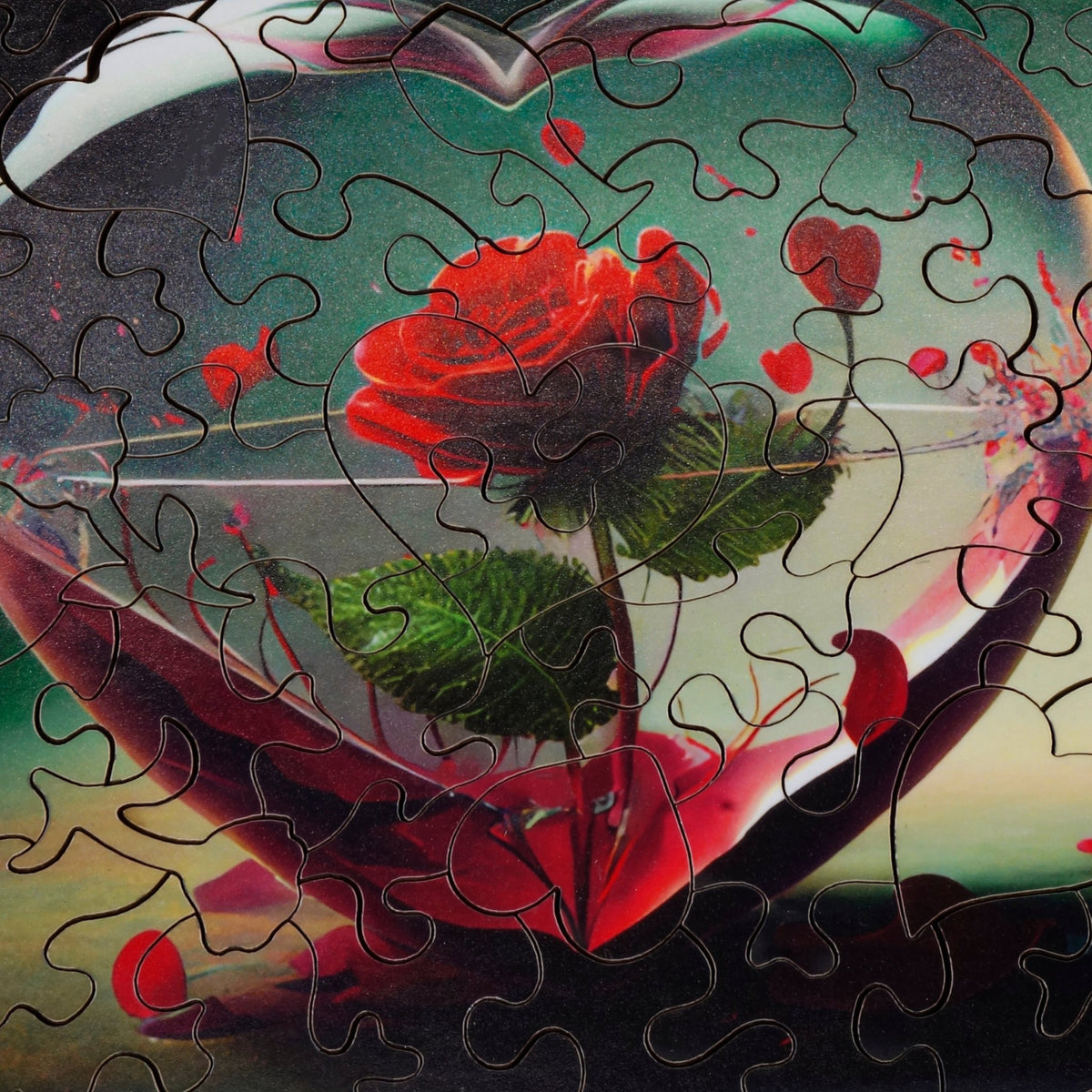 Heart of Glass (50 Piece Mini Wooden Jigsaw Puzzle) - Nautilus Puzzles - Wooden Jigsaw Puzzles For Adults