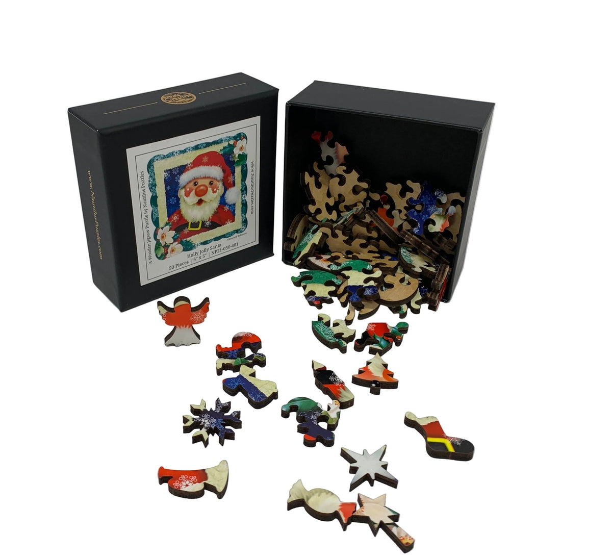 Holly Jolly Holidays - Mini Puzzle Set - Nautilus Puzzles - Wooden Jigsaw Puzzles For Adults