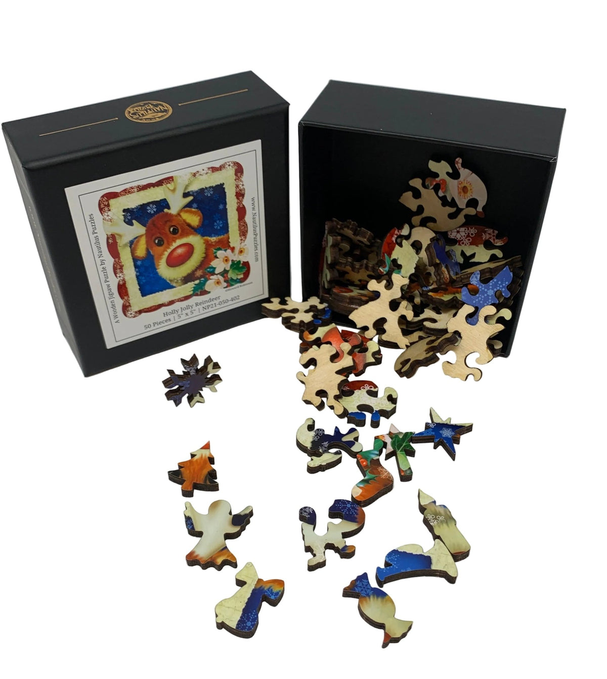 Holly Jolly Holidays - Mini Puzzle Set - Nautilus Puzzles - Wooden Jigsaw Puzzles For Adults
