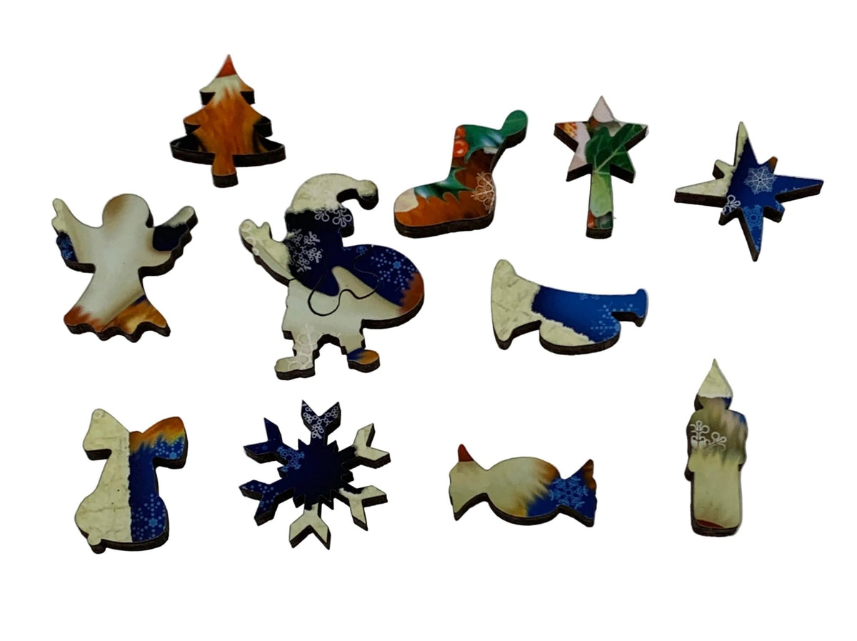 Holly Jolly Holidays - Mini Puzzle Set - Nautilus Puzzles - Wooden Jigsaw Puzzles For Adults