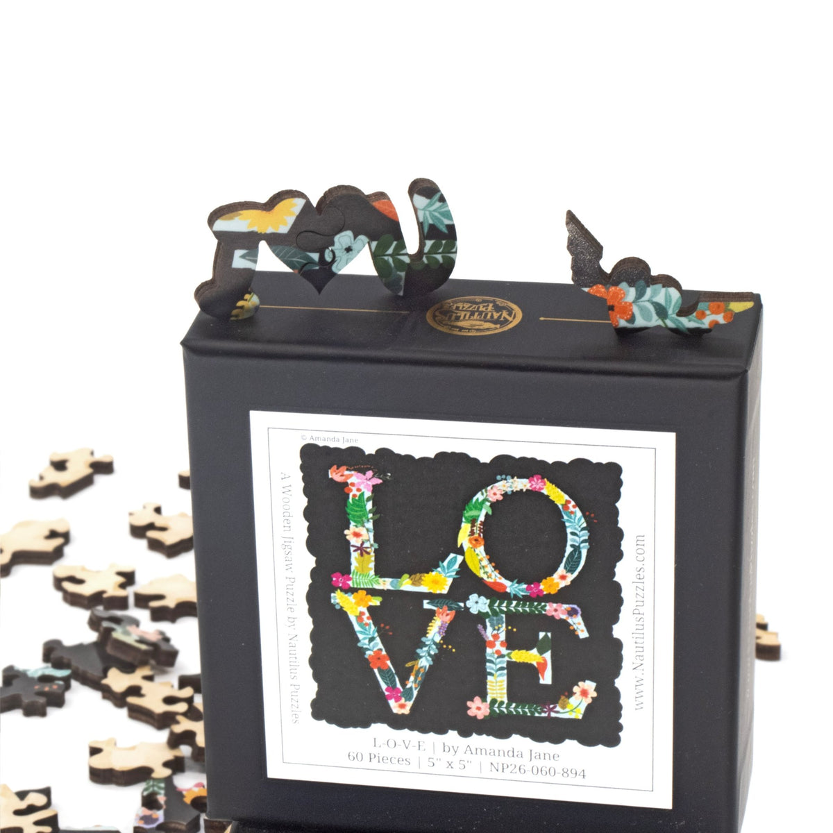 L-O-V-E (60 Piece Mini Wooden Jigsaw Puzzle) - Nautilus Puzzles - Wooden Jigsaw Puzzles For Adults