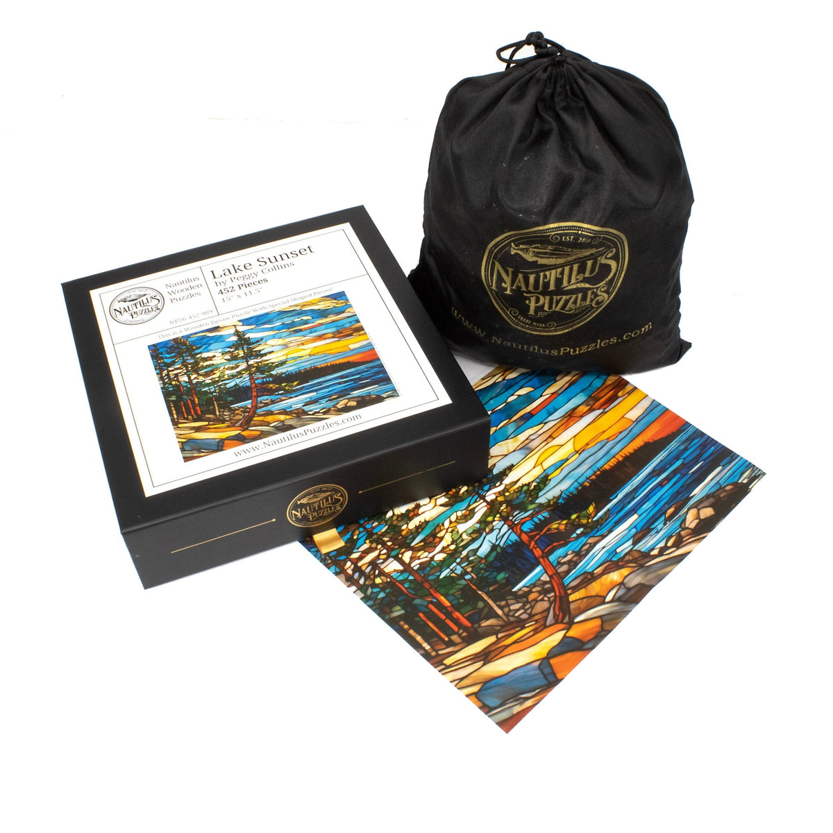 Lake Sunset (452 Piece Wooden Jigsaw Puzzle) - Nautilus Puzzles - Wooden Jigsaw Puzzles For Adults