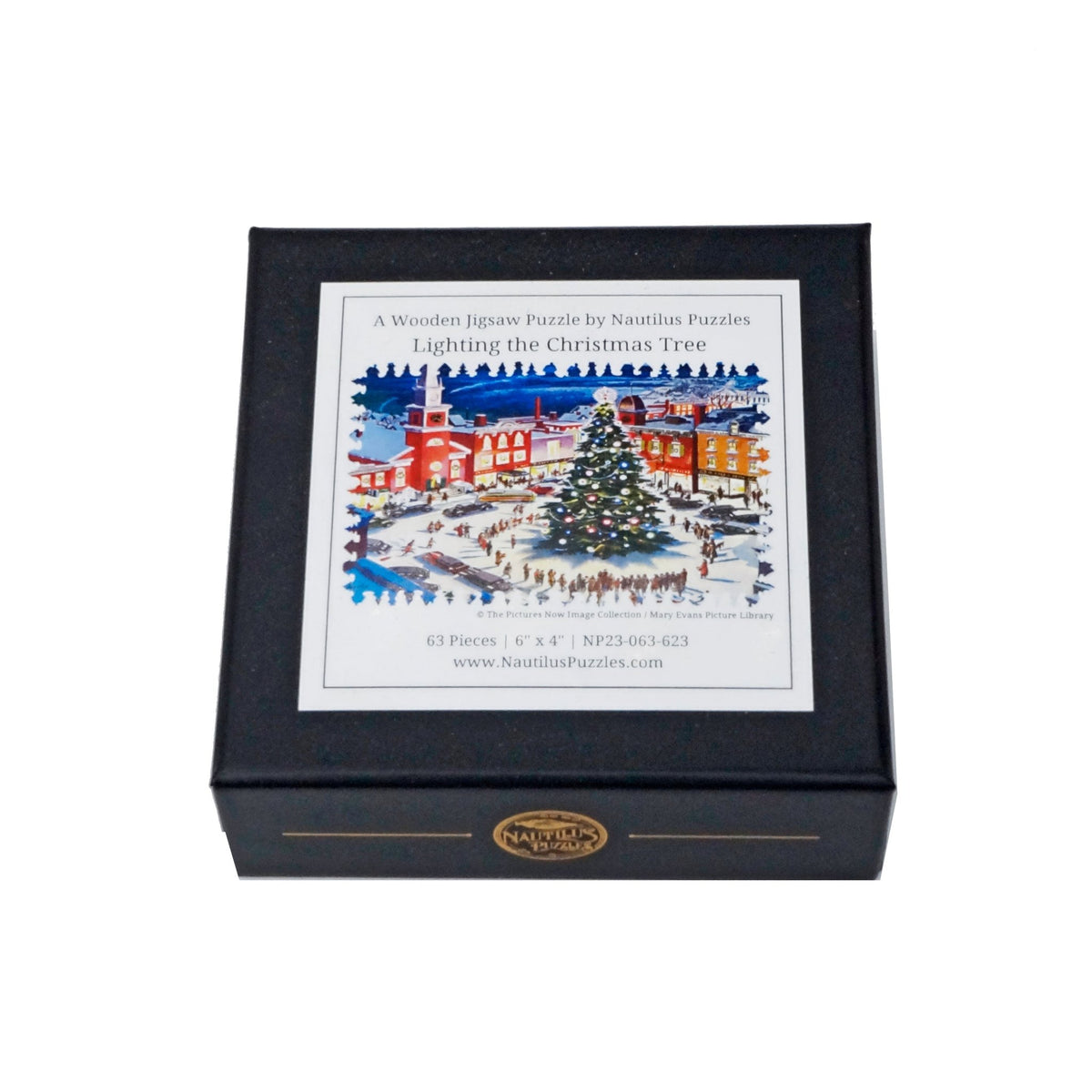 Lighting the Christmas Tree (63 Piece Mini Christmas Wooden Jigsaw Puzzle) - Nautilus Puzzles - Wooden Jigsaw Puzzles For Adults