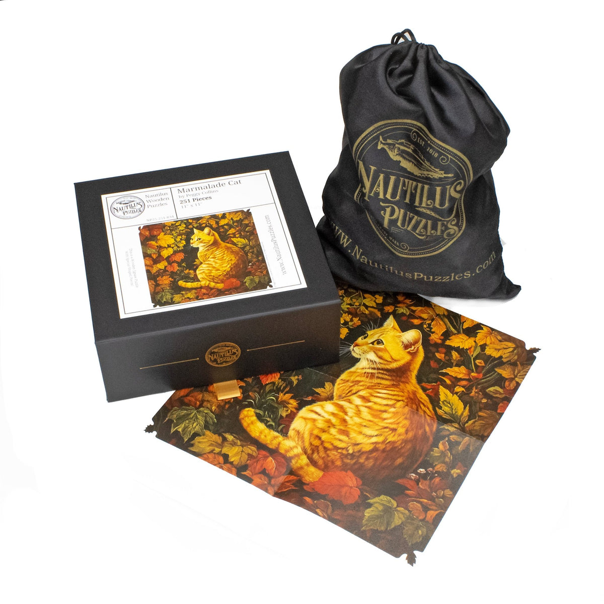 Marmalade Cat (251 Piece Cat Wooden Jigsaw Puzzle) - Nautilus Puzzles - Wooden Jigsaw Puzzles For Adults