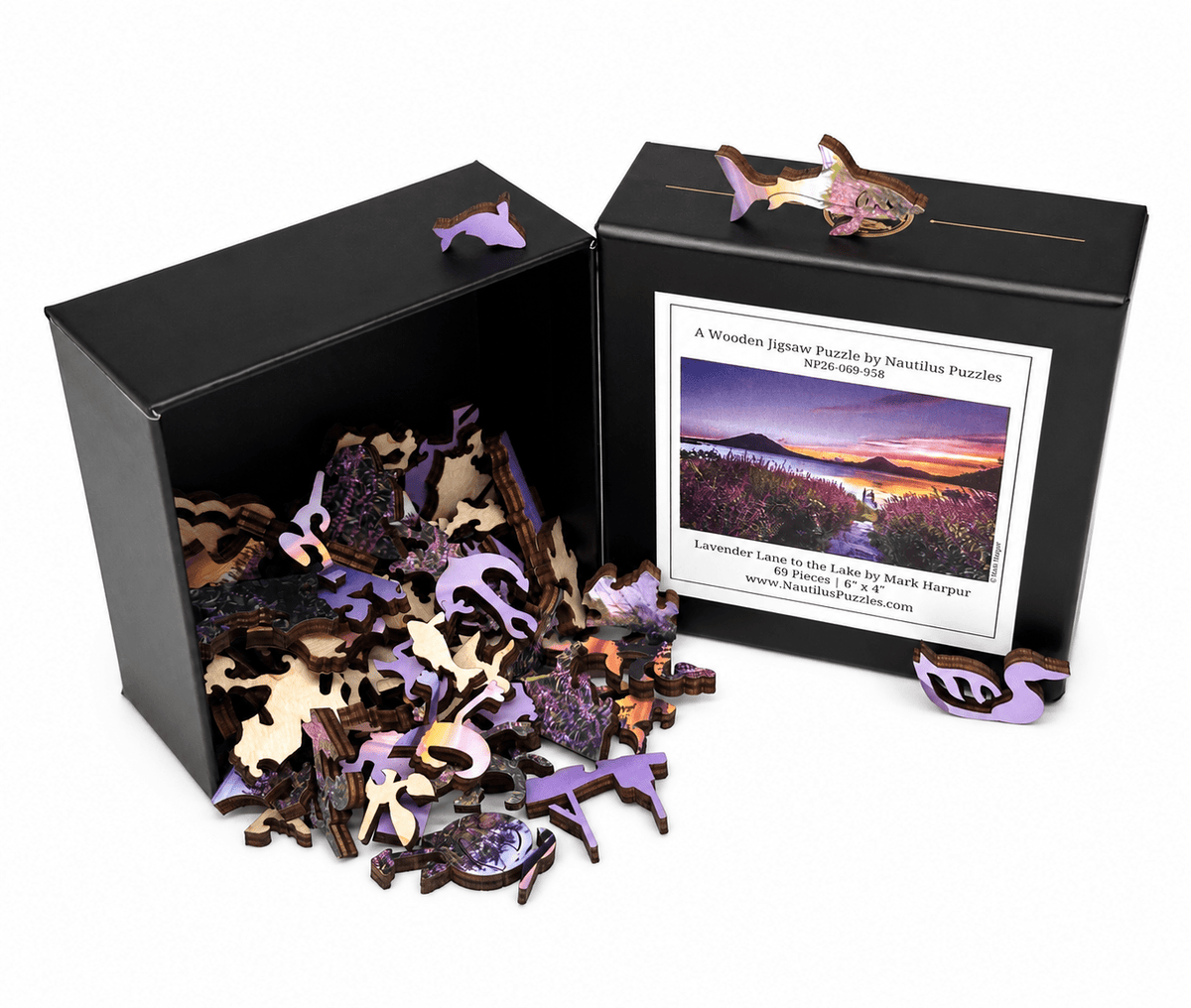 Mini Puzzle | Lavender Lane to the Lake | 69 Pieces - Nautilus Puzzles - Wooden Jigsaw Puzzles For Adults
