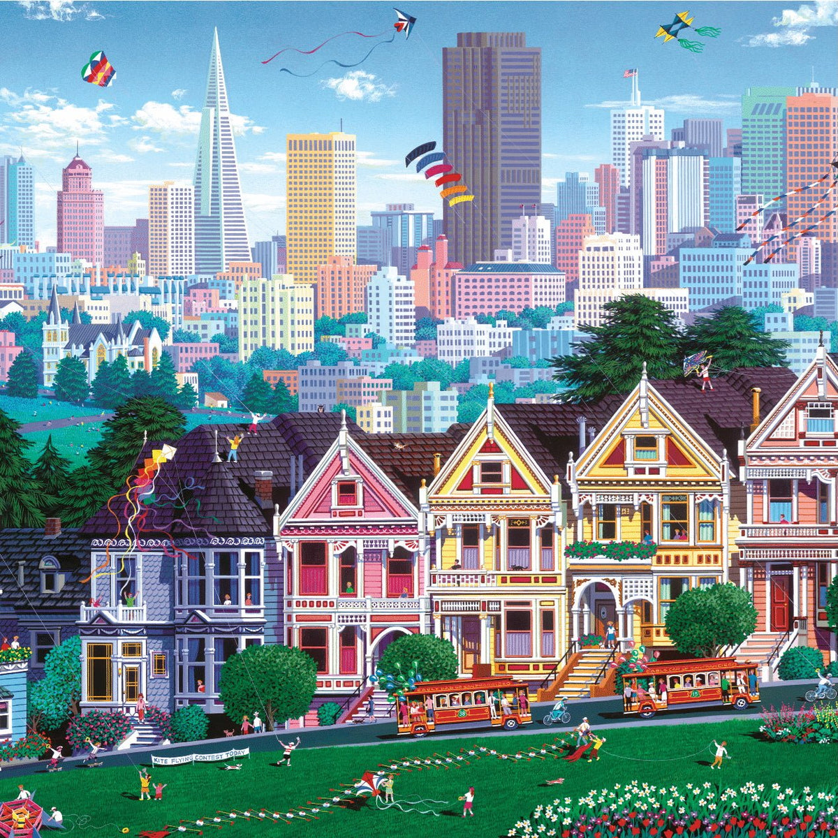 Painted Ladies (500 Piece Wooden Jigsaw Puzzle) - Nautilus Puzzles - Wooden Jigsaw Puzzles For Adults