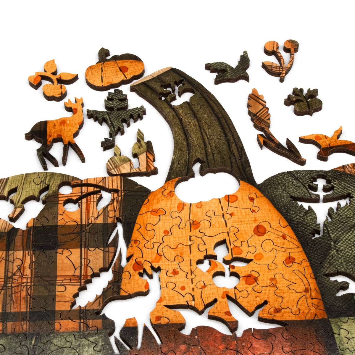 Patchwork Pumpkin (323 Piece Shaped Wooden Jigsaw Puzzle) - Nautilus Puzzles - Wooden Jigsaw Puzzles For Adults