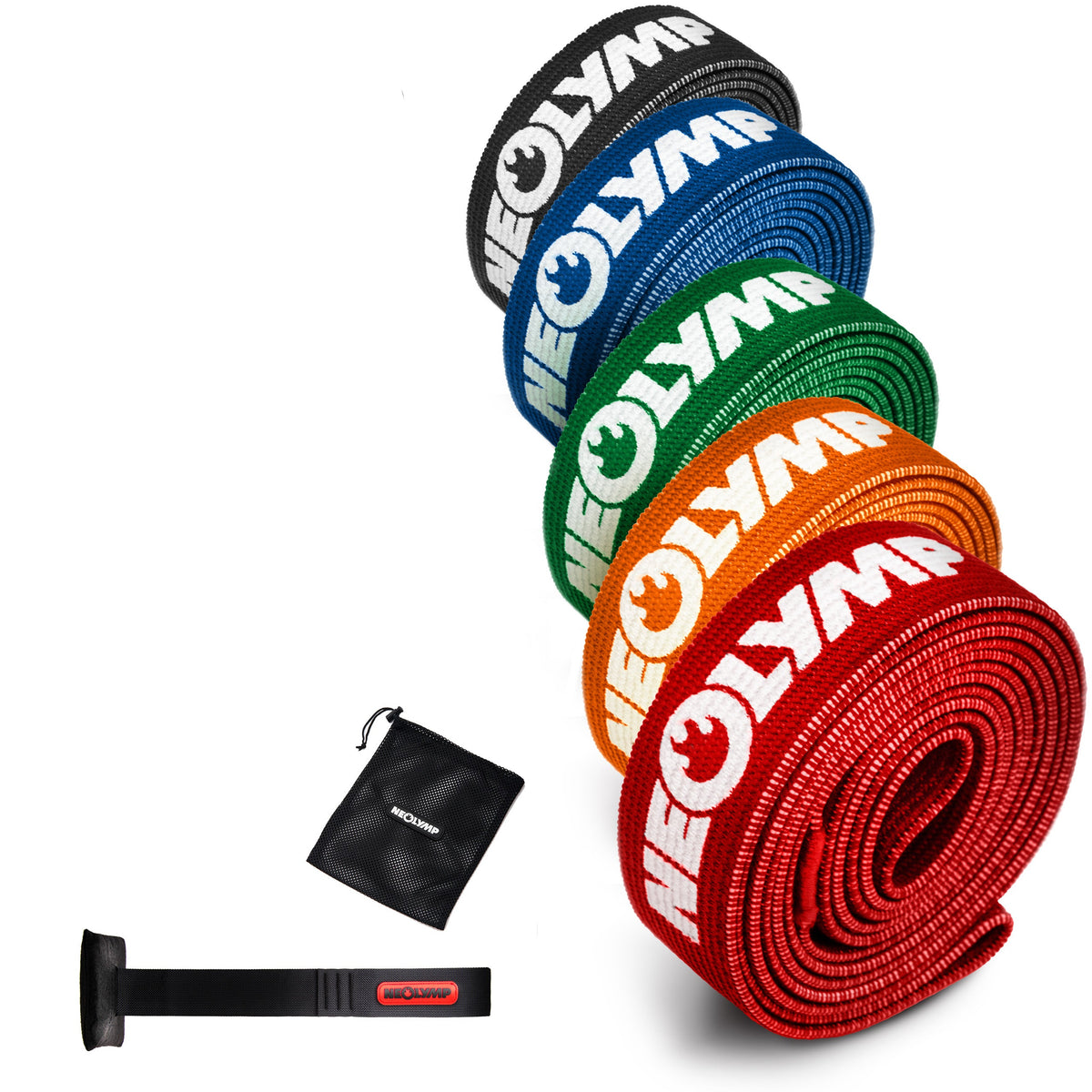 Fitnessbänder lang aus Stoff – 5er Set (B‑Ware) - - Outlet von NEOLYMP | Fitnessequipment und Sportartikel