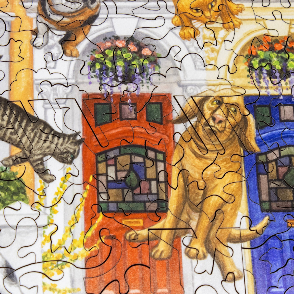 Raining Cats and Dogs (474 Piece Wooden Jigsaw Puzzle) - Nautilus Puzzles - Wooden Jigsaw Puzzles For Adults