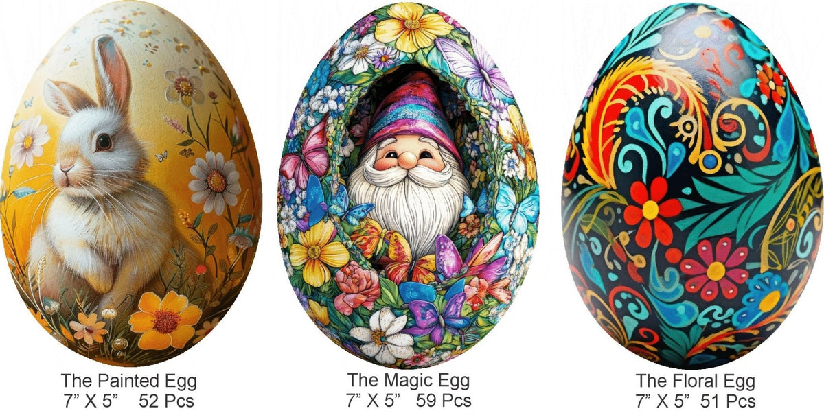 Shaped Easter Egg Puzzle Set - Nautilus Puzzles - Wooden Jigsaw Puzzles For Adults