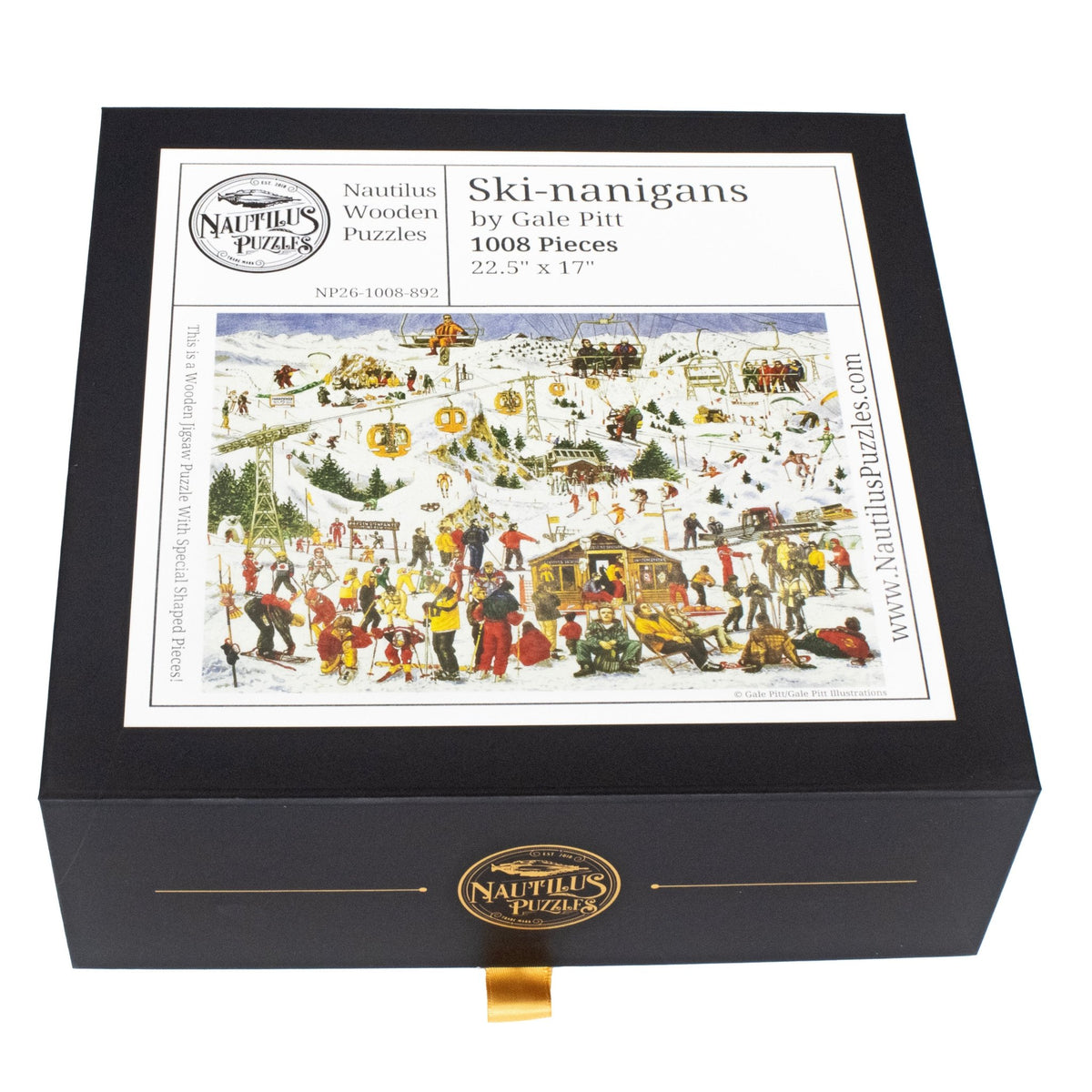Ski-nanigans | 1000 Piece Wooden Puzzle - Nautilus Puzzles - Wooden Jigsaw Puzzles For Adults