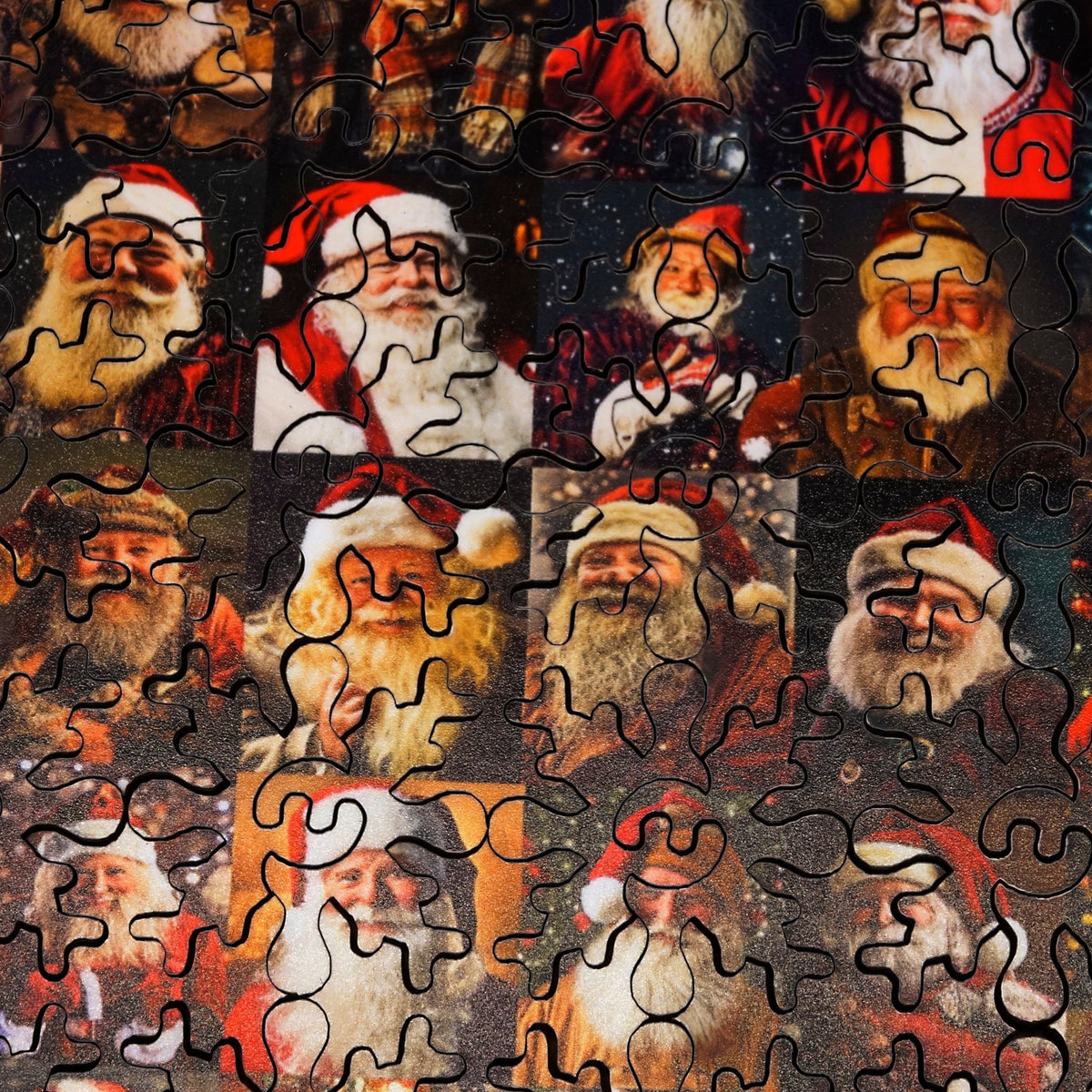 So Many Santas (66 Piece Mini Wooden Jigsaw Christmas Puzzle) - Nautilus Puzzles - Wooden Jigsaw Puzzles For Adults