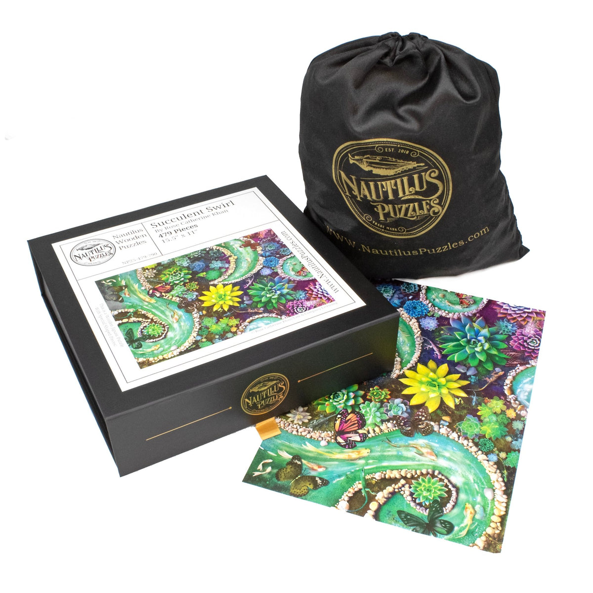 Succulent Swirl (479 Piece Wooden Jigsaw Puzzle) - Nautilus Puzzles - Wooden Jigsaw Puzzles For Adults