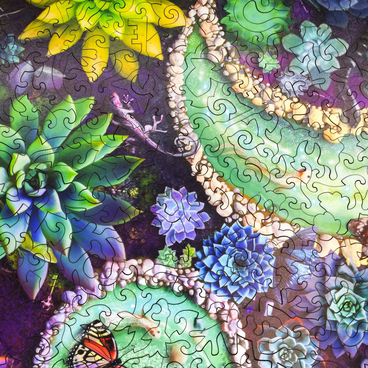 Succulent Swirl (479 Piece Wooden Jigsaw Puzzle) - Nautilus Puzzles - Wooden Jigsaw Puzzles For Adults