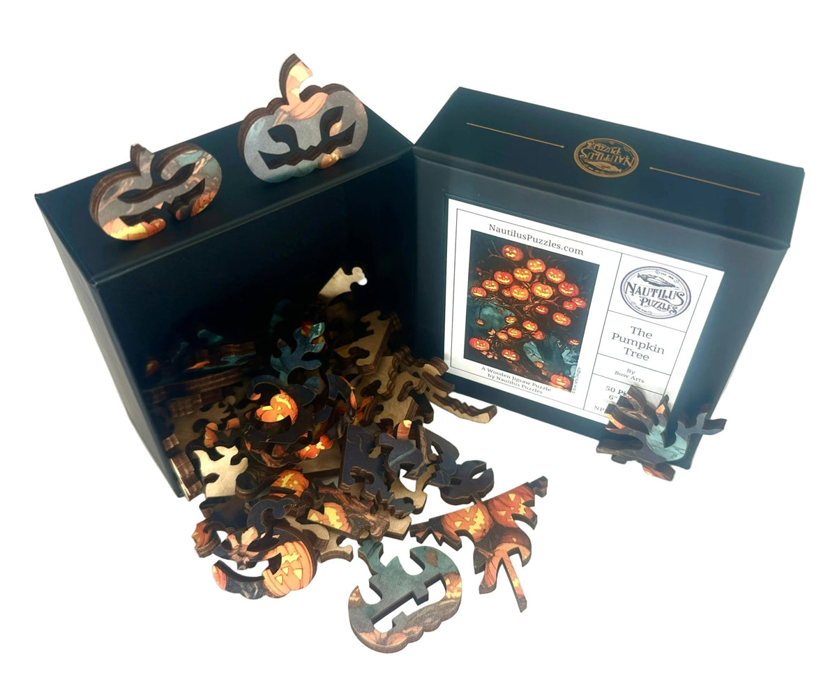 The Pumpkin Tree (50 Piece Mini Halloween Wooden Jigsaw Puzzle) - Nautilus Puzzles - Wooden Jigsaw Puzzles For Adults