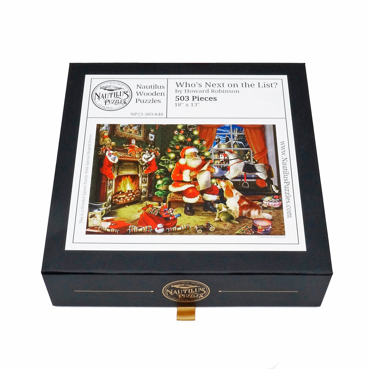 Who's Next on the List (503 Pieces) Christmas Wooden Puzzle - Nautilus Puzzles - Wooden Jigsaw Puzzles For Adults