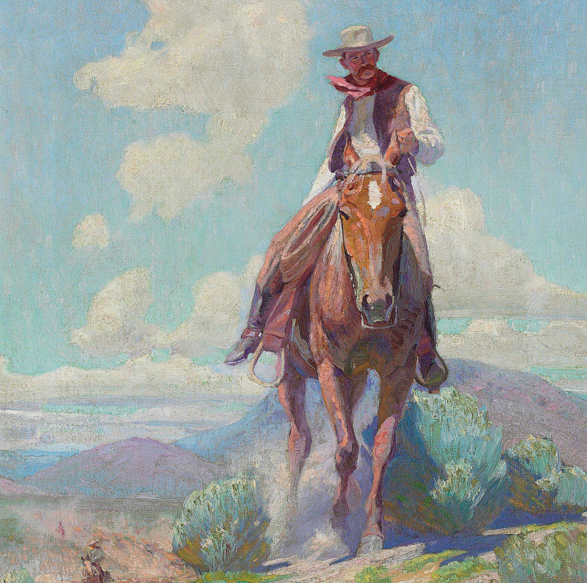 The Trail Foreman, Detail  (181 Pieces) by William Herbert Dunton, Wooden Jigsaw Puzzle - Nautilus Puzzles - Wooden Jigsaw Puzzles For Adults