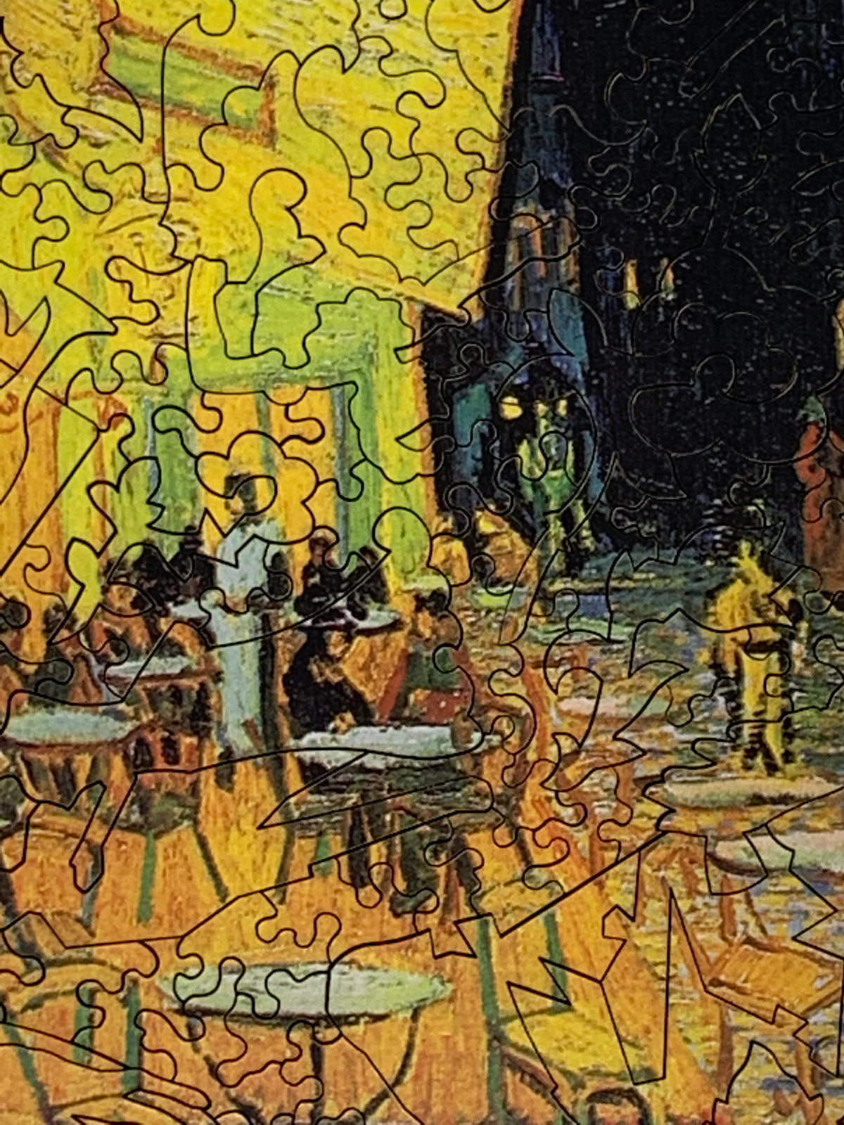 Cafe Terrace at Night by van Gogh (427 Piece Wooden Jigsaw Puzzle) - Nautilus Puzzles - Wooden Jigsaw Puzzles For Adults