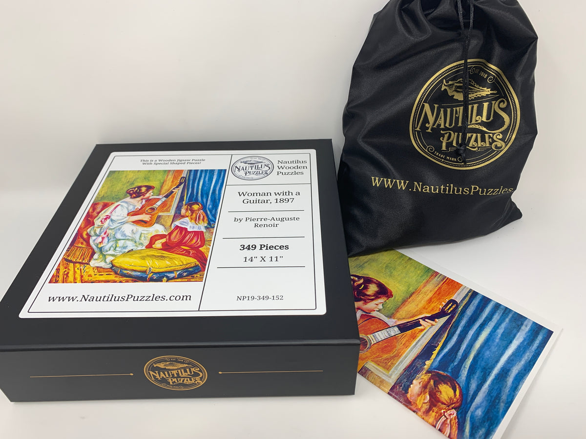 Woman with a Guitar, 1897 by Pierre-Auguste Renoir (349 Piece Wooden Jigsaw Puzzle) - Nautilus Puzzles - Wooden Jigsaw Puzzles For Adults