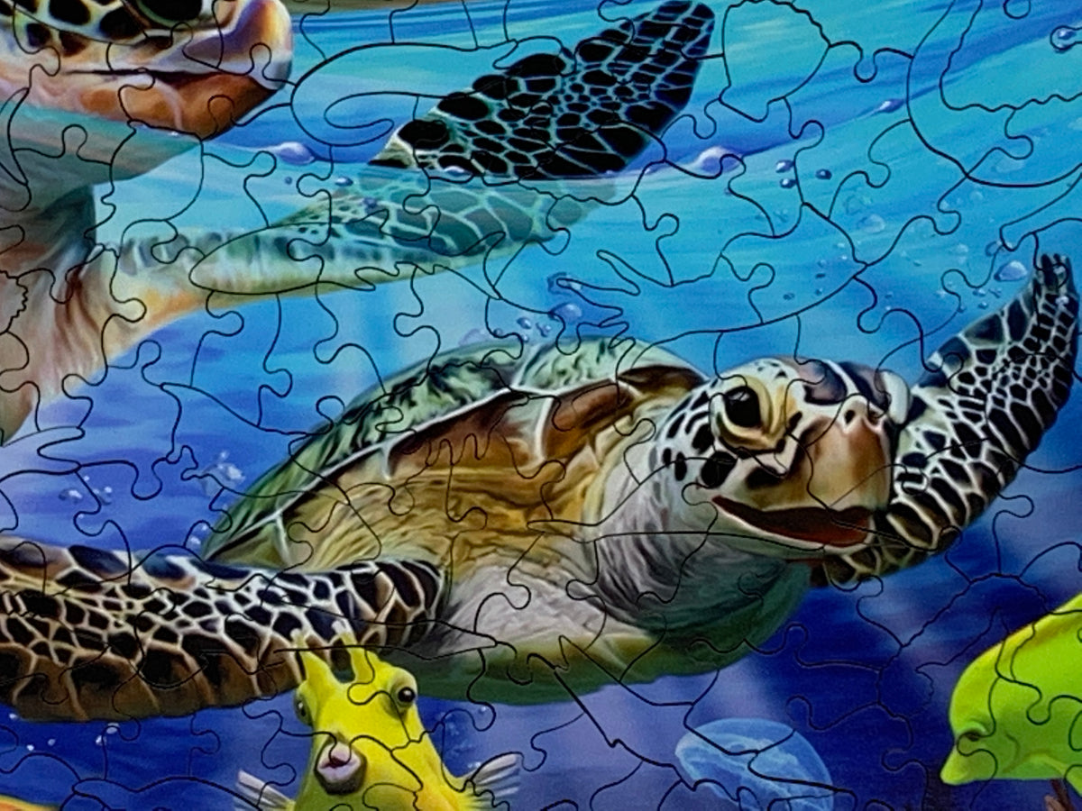 Turtle Beach (475 Piece Turtle Wooden Jigsaw Puzzle) - Nautilus Puzzles - Wooden Jigsaw Puzzles For Adults
