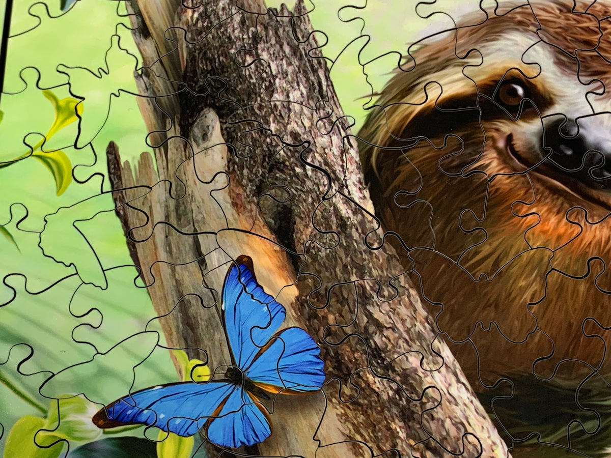Sloth Among the Butterflies | 143 Pieces | Sloth Jigsaw Puzzle