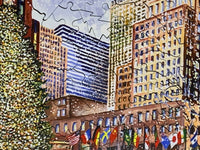 Ice Skaters at Rockefeller Center (249 Piece Wooden Christmas Puzzle) - Nautilus Puzzles - Wooden Jigsaw Puzzles For Adults