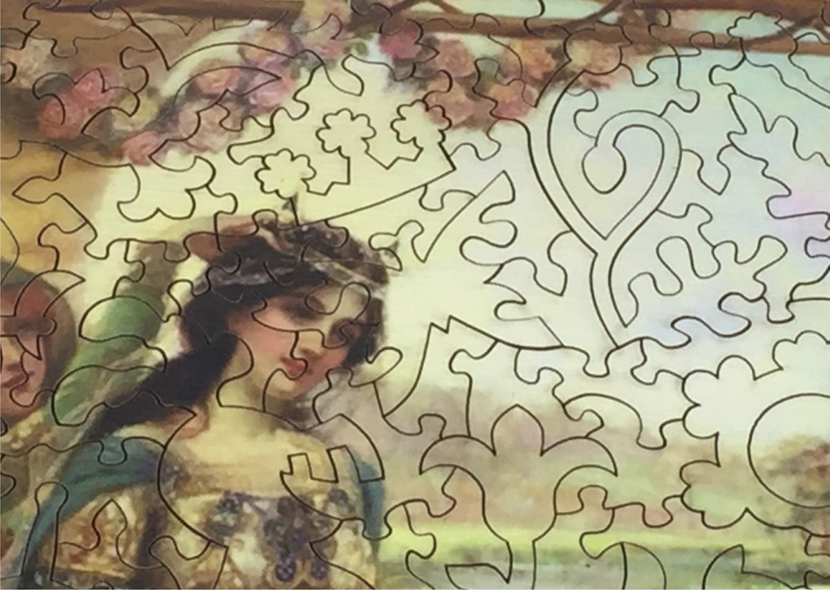 Lancelot and Guinevere by Herbert James Draper (437 Piece Wooden Jigsaw Puzzle) - Nautilus Puzzles - Wooden Jigsaw Puzzles For Adults