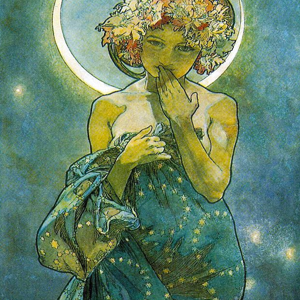 Moonlight by Alphonse Mucha (122 Piece Wooden Jigsaw Puzzle) - Nautilus Puzzles - Wooden Jigsaw Puzzles For Adults