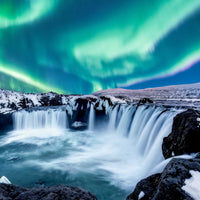 Northern Lights Over Godafoss, Iceland - 200 Piece Wooden Jigsaw Puzzle - Nautilus Puzzles - Wooden Jigsaw Puzzles For Adults