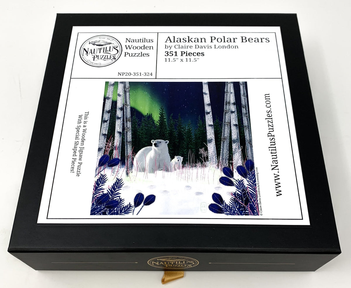 Alaskan Polar Bears - 351 Piece Wooden Jigsaw Puzzle - Nautilus Puzzles - Wooden Jigsaw Puzzles For Adults