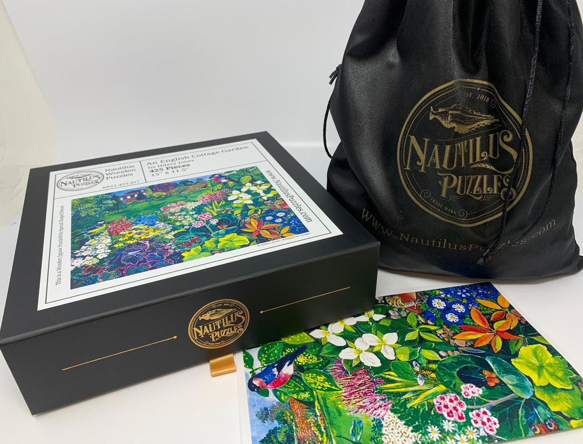An English Cottage Garden - 425 Piece Wooden Jigsaw Puzzle - Nautilus Puzzles - Wooden Jigsaw Puzzles For Adults