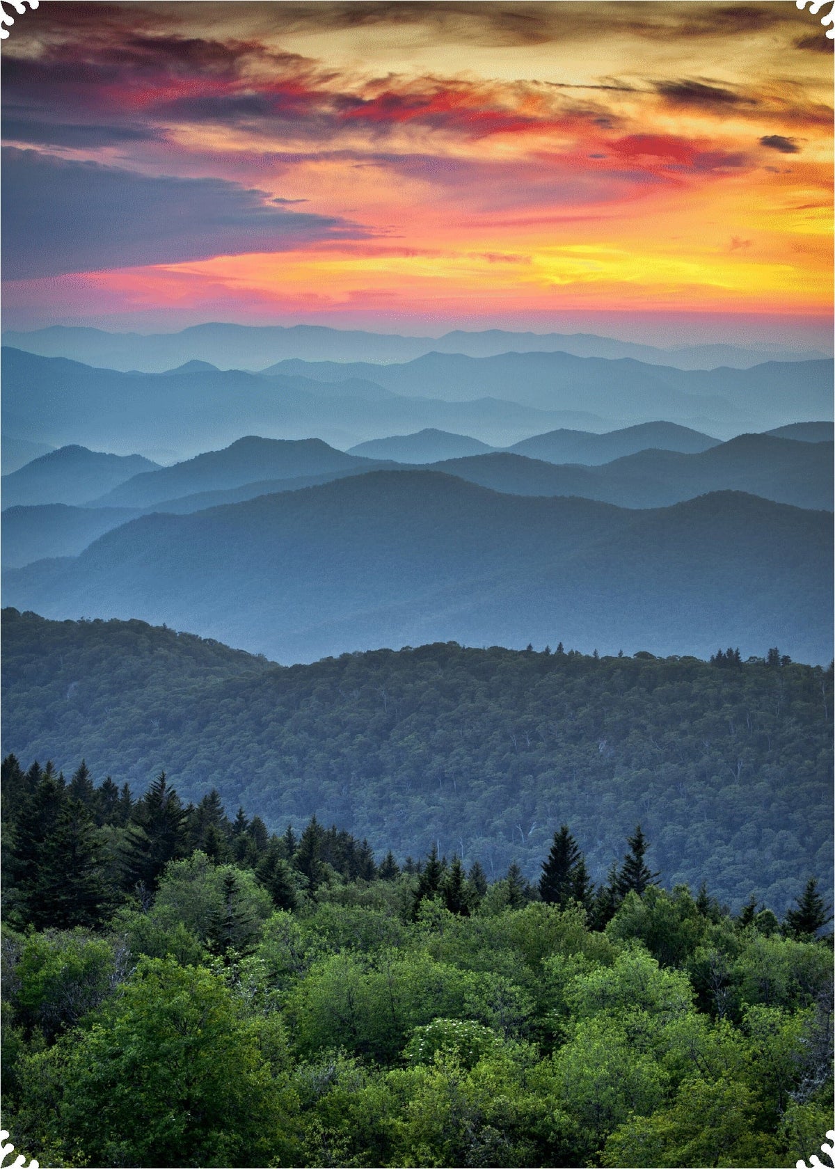 Blue Ridge Sunset - 200 Piece Wooden Jigsaw Puzzle - Nautilus Puzzles - Wooden Jigsaw Puzzles For Adults