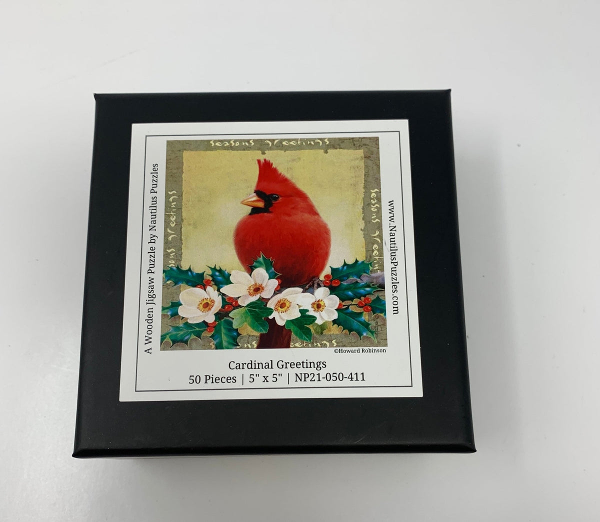 Cardinal Greetings (50 Piece Mini Christmas Wooden Jigsaw Puzzle) - Nautilus Puzzles - Wooden Jigsaw Puzzles For Adults