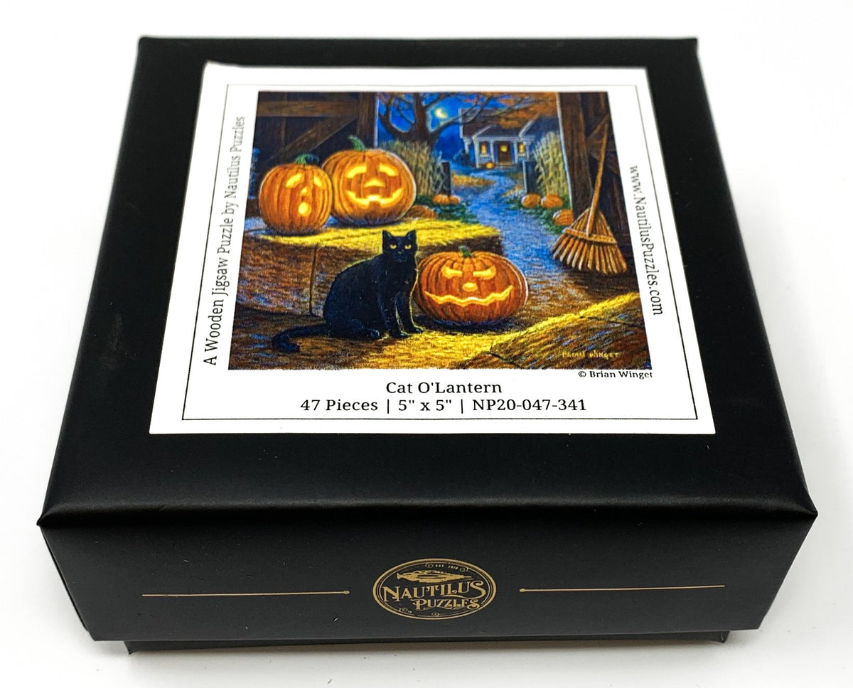 Cat O'Lantern (47 Piece Mini Halloween Jigsaw Puzzle) - Nautilus Puzzles - Wooden Jigsaw Puzzles For Adults