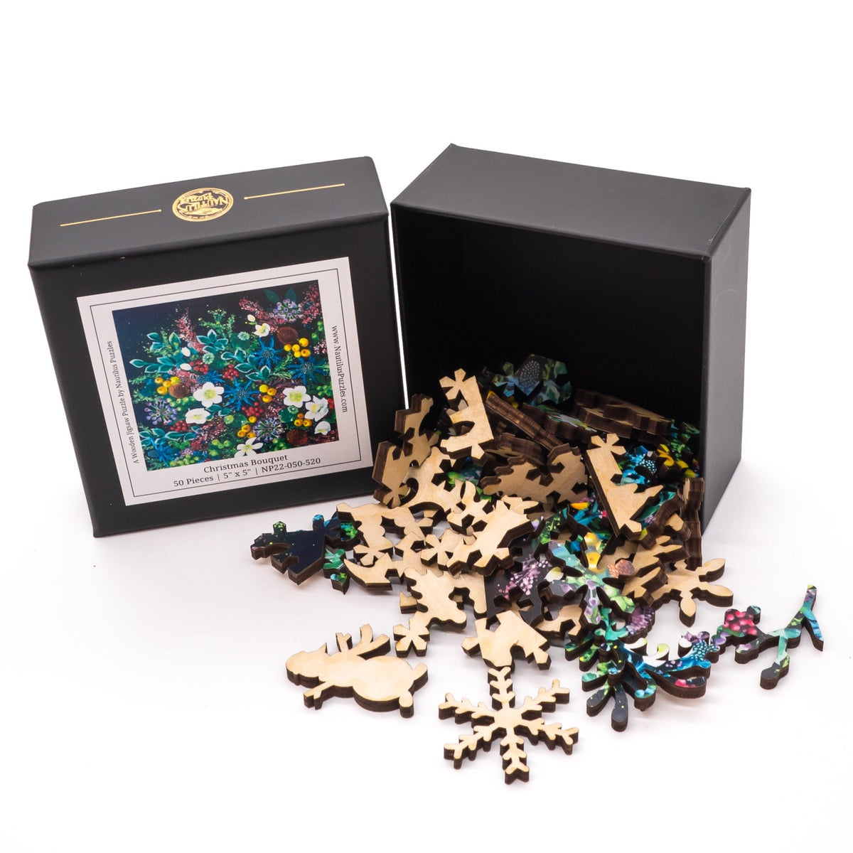 Christmas Bouquet (50 Piece Mini Wooden Jigsaw Puzzle) - Nautilus Puzzles - Wooden Jigsaw Puzzles For Adults