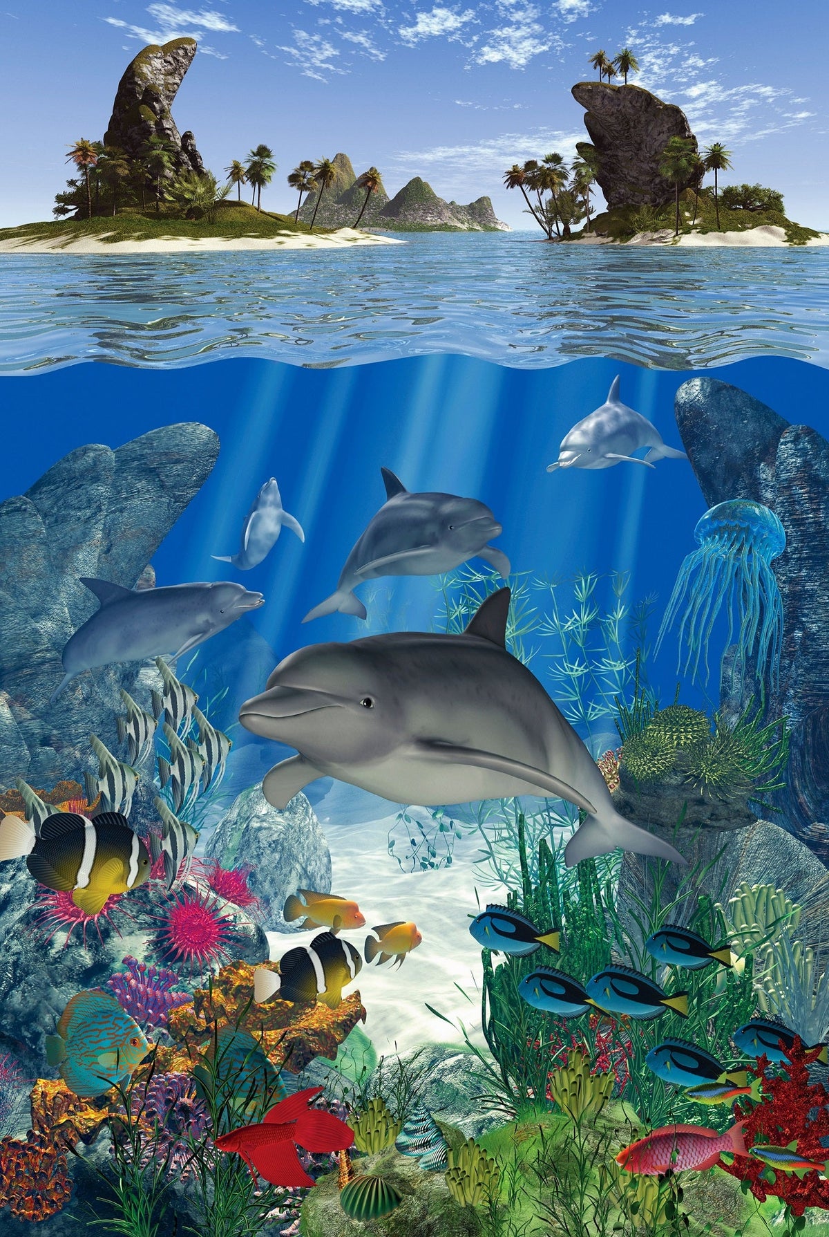 Dolphin Reef (49 Piece Mini Wooden Jigsaw Puzzle) - Nautilus Puzzles - Wooden Jigsaw Puzzles For Adults