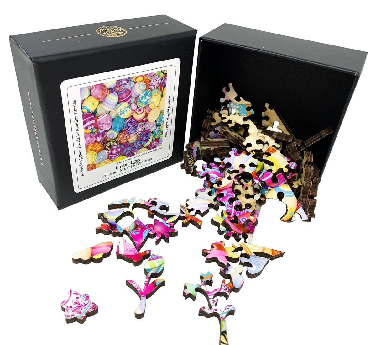 Easter Eggs (60 Piece Mini Wooden Jigsaw Puzzle) - Nautilus Puzzles - Wooden Jigsaw Puzzles For Adults