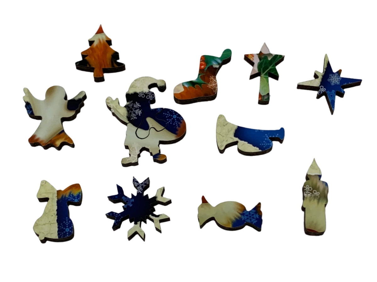 Holly Jolly Reindeer (50 Piece Mini Christmas Wooden Jigsaw Puzzle) - Nautilus Puzzles - Wooden Jigsaw Puzzles For Adults