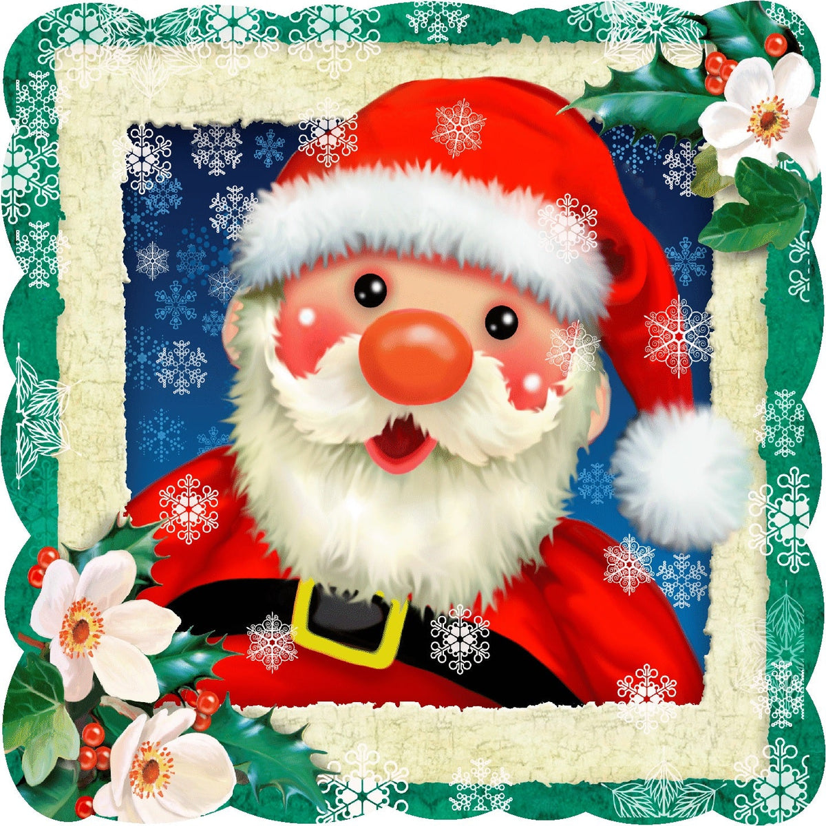 Holly Jolly Santa (50 Piece Mini Christmas Wooden Jigsaw Puzzle) - Nautilus Puzzles - Wooden Jigsaw Puzzles For Adults