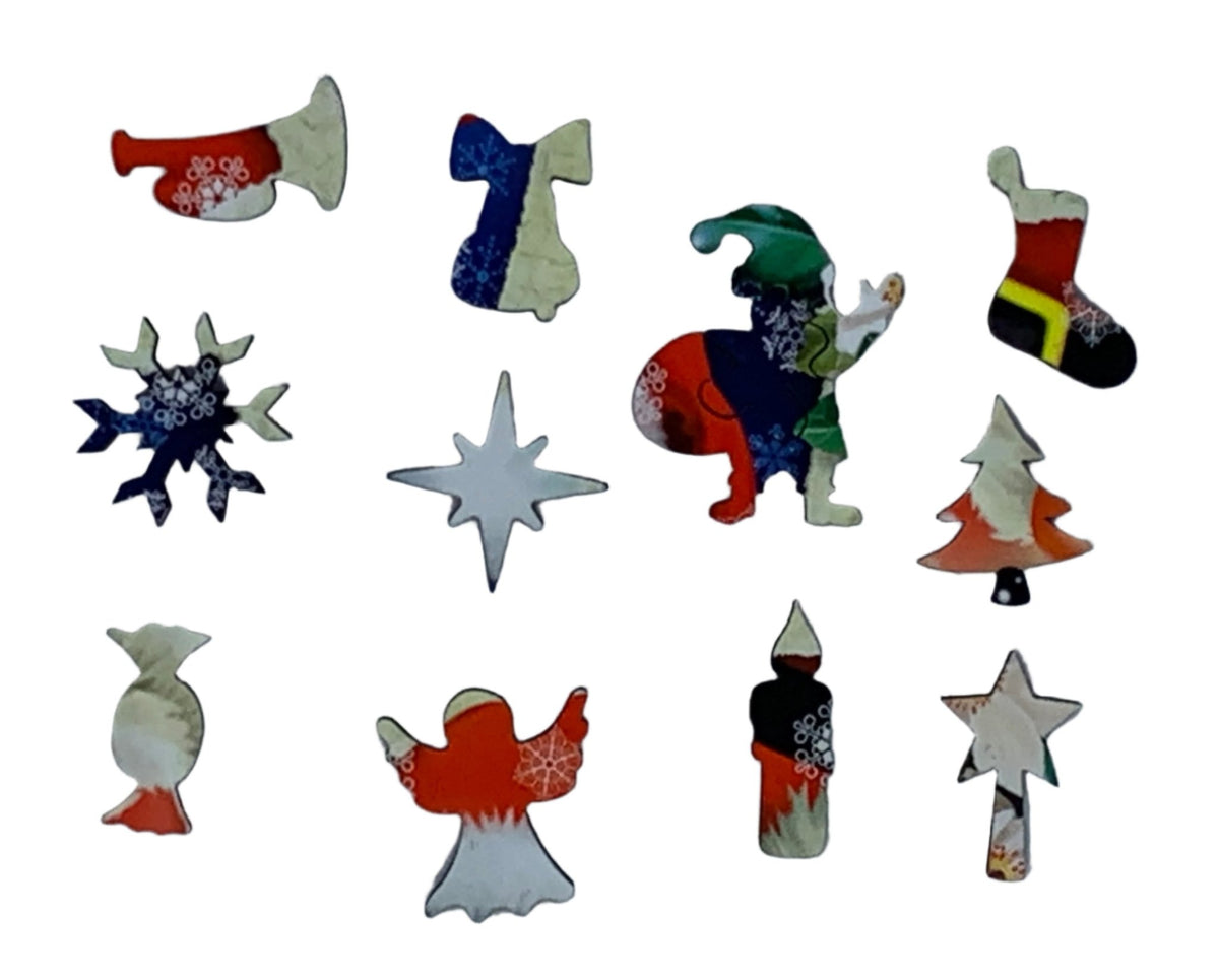 Holly Jolly Santa (50 Piece Mini Christmas Wooden Jigsaw Puzzle) - Nautilus Puzzles - Wooden Jigsaw Puzzles For Adults