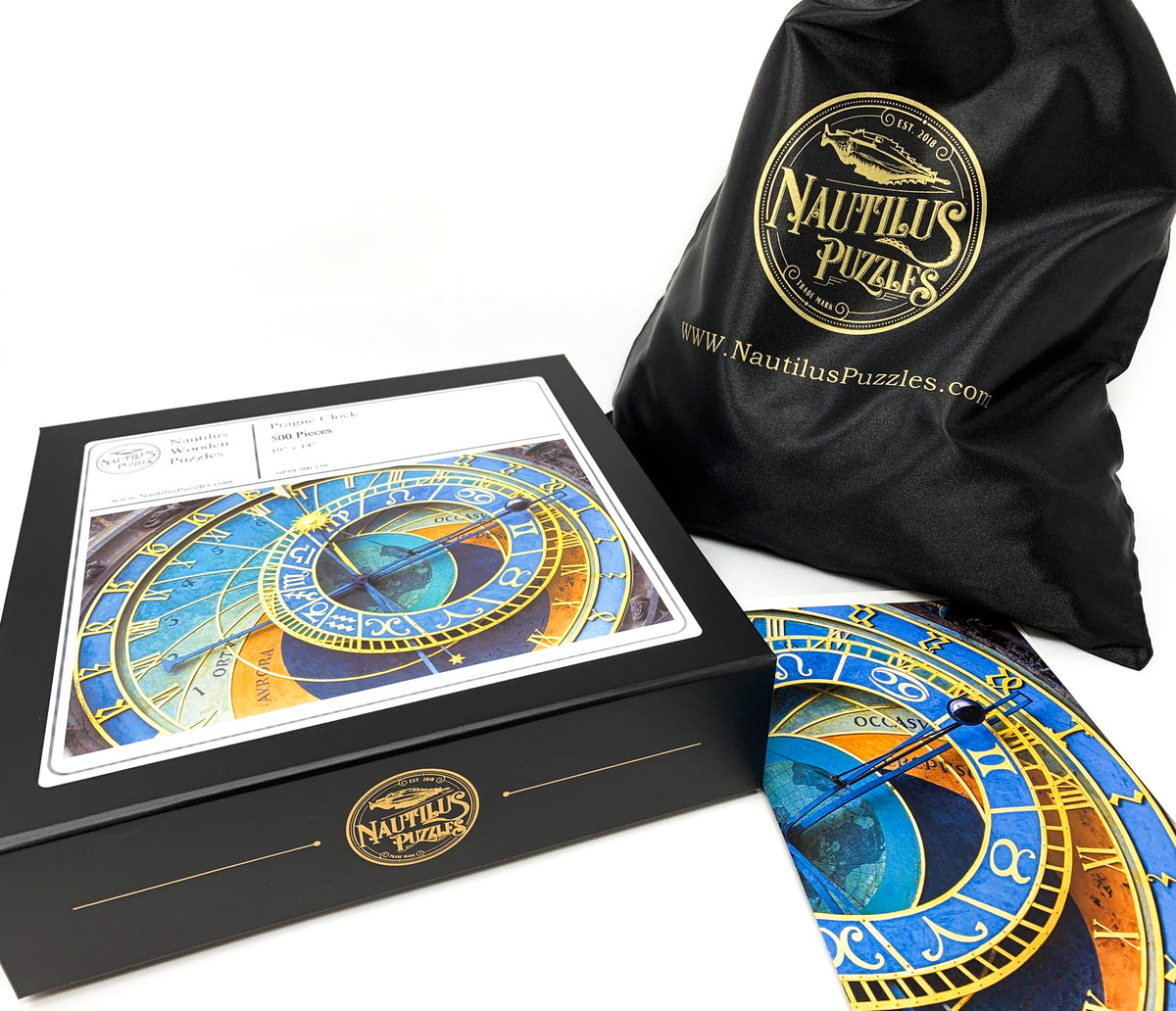 Prague Clock - 500 Piece Wooden Jigsaw Puzzle - Nautilus Puzzles - Wooden Jigsaw Puzzles For Adults