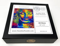 Buddha With Lotus Flowers (383 Piece Flower Wooden Jigsaw Puzzle) - Nautilus Puzzles - Wooden Jigsaw Puzzles For Adults