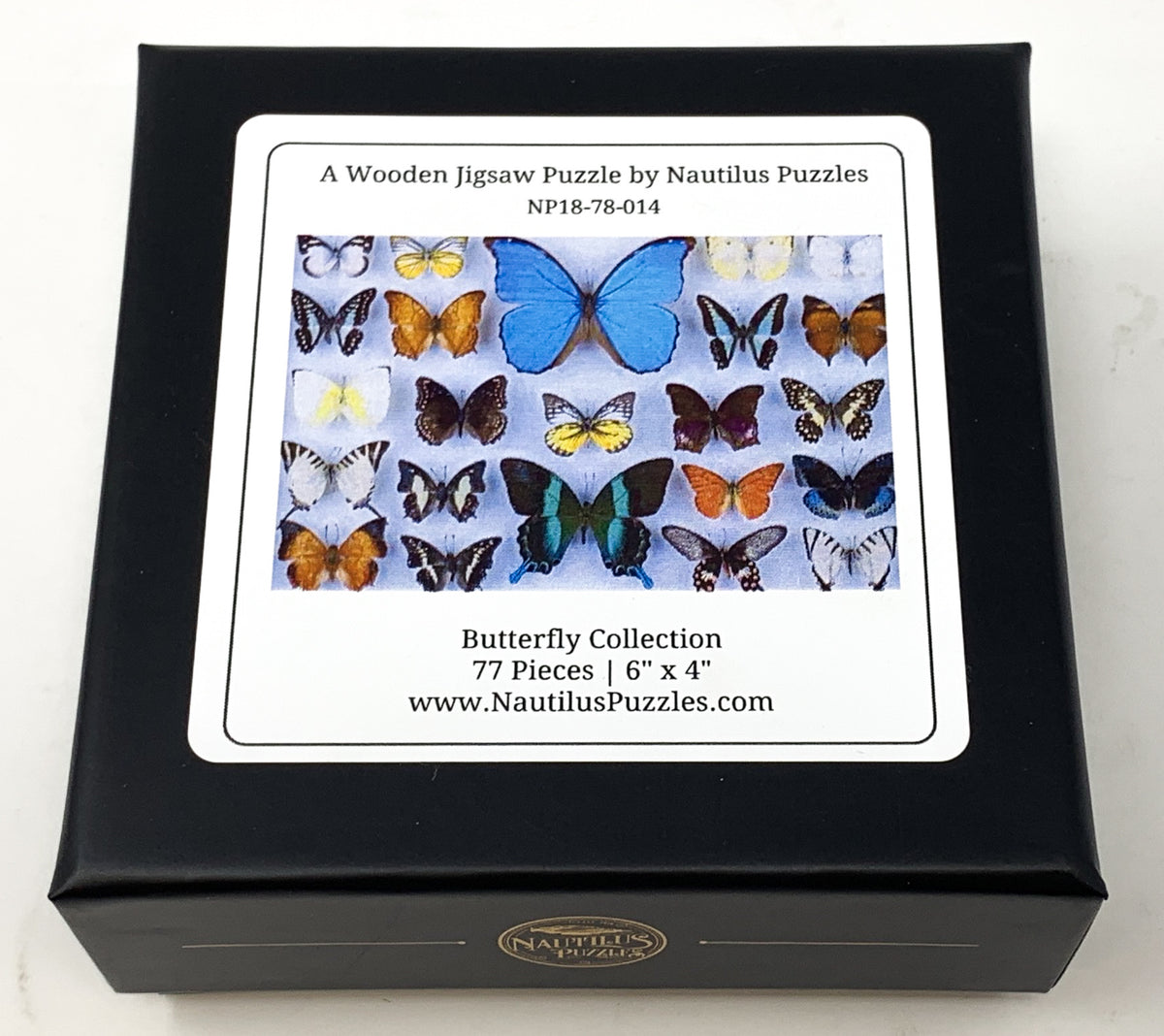 Butterfly Collection (77 Pieces) Mini Wooden Butterfly Puzzle - Nautilus Puzzles - Wooden Jigsaw Puzzles For Adults