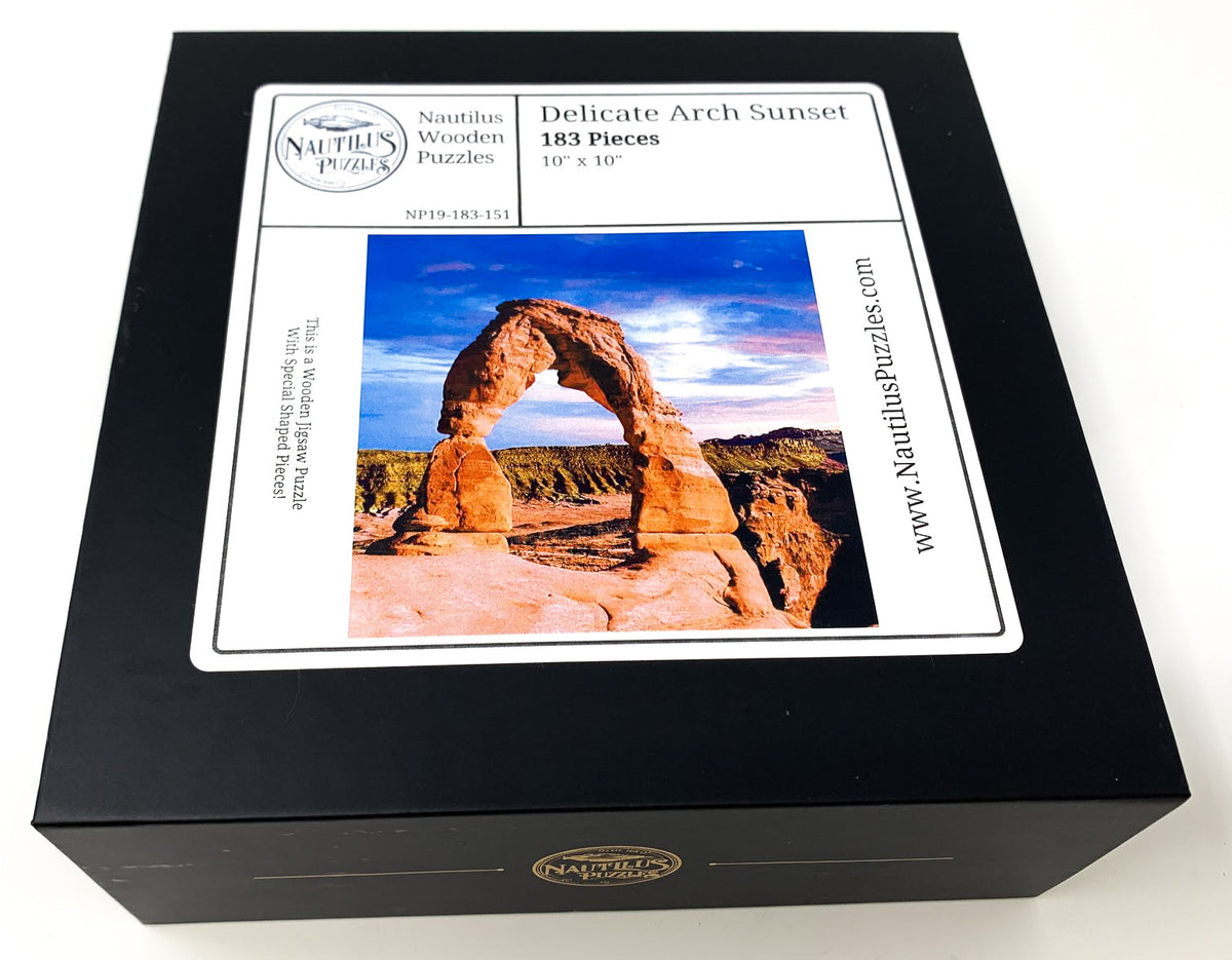 Delicate Arch Sunset (183 Pieces) Wooden Jigsaw Puzzle - Nautilus Puzzles - Wooden Jigsaw Puzzles For Adults