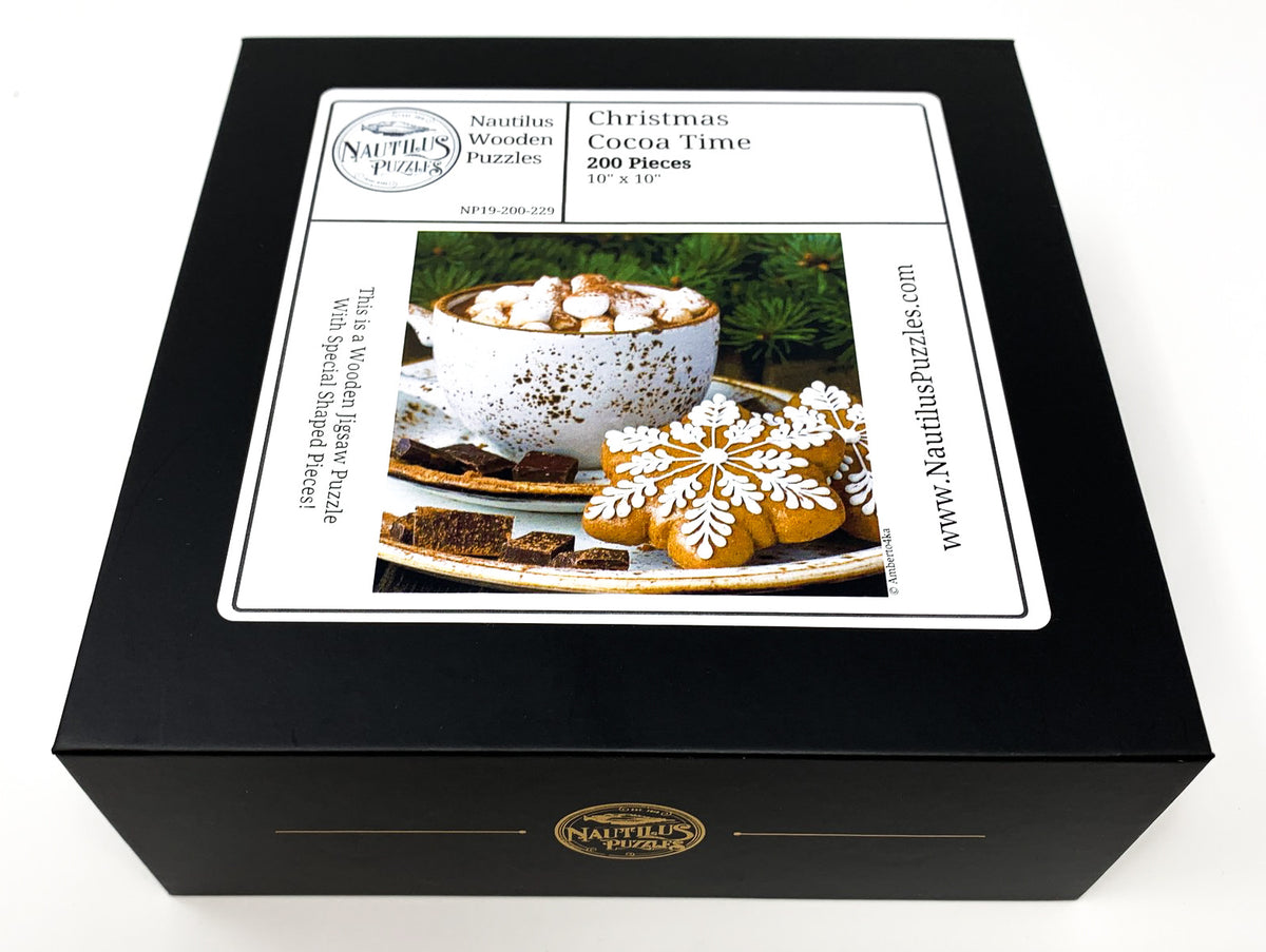 Christmas Cocoa Time - 200 Piece Christmas Wooden Jigsaw Puzzle - Nautilus Puzzles - Wooden Jigsaw Puzzles For Adults