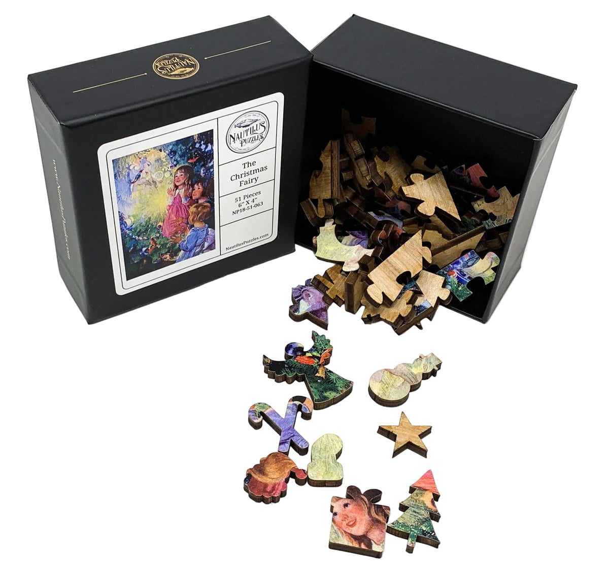 The Christmas Fairy (51 Pieces) Mini Wooden Christmas Jigsaw Puzzle - Nautilus Puzzles - Wooden Jigsaw Puzzles For Adults