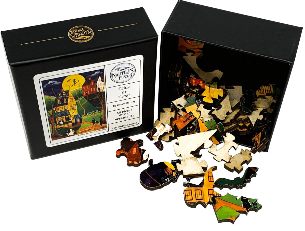 Trick or Treat (50 Piece Mini Halloween Wooden Jigsaw Puzzle) - Nautilus Puzzles - Wooden Jigsaw Puzzles For Adults