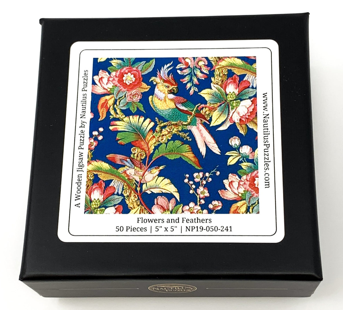Flowers and Feathers (50 Piece Mini Wooden Jigsaw Puzzle) - Nautilus Puzzles - Wooden Jigsaw Puzzles For Adults