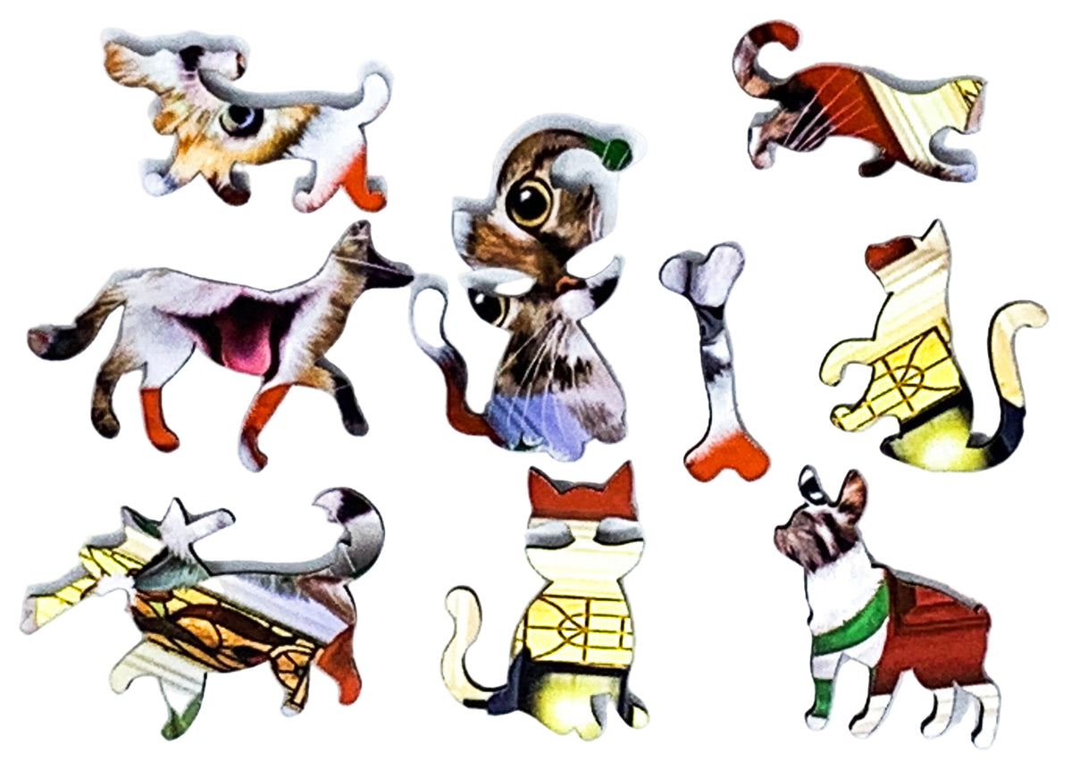Crazy Christmas Cats (55 Piece Mini Christmas Wooden Jigsaw Puzzle) - Nautilus Puzzles - Wooden Jigsaw Puzzles For Adults