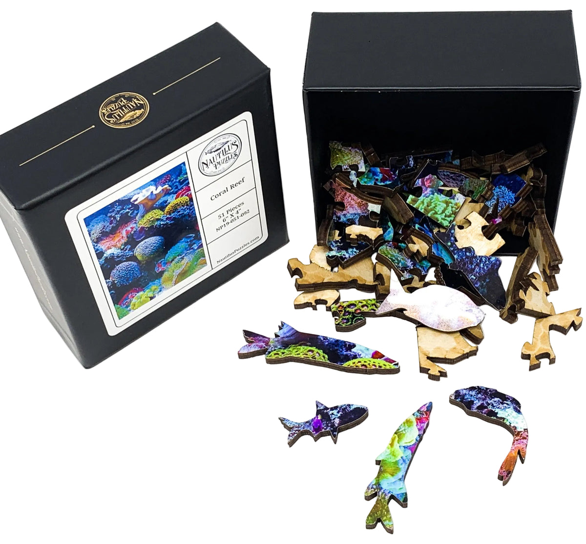Coral Reef (51 Piece Mini Ocean Wooden Jigsaw Puzzle) - Nautilus Puzzles - Wooden Jigsaw Puzzles For Adults